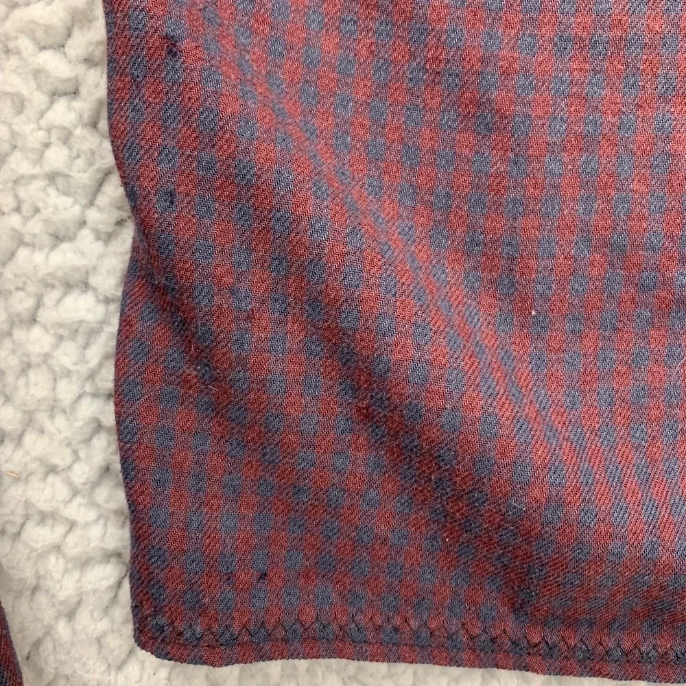 Vans Button Down Shirt Womens Small Burgundy Plaid Cropped Long Sleeve Flannel - Picture 5 of 8